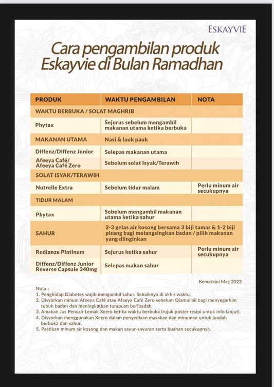 Cara amalan produk Eskayvie pada bulan Ramadhan
