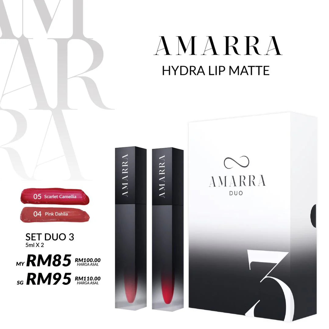 (Skincare) AMARRA Hydra Lip Matte Duo Set (2 lip matte in a box)