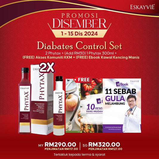 (PROMO) DIABATES CONTROL SET - 2x Phytax + 1x Phytax 300ml + FREE Items